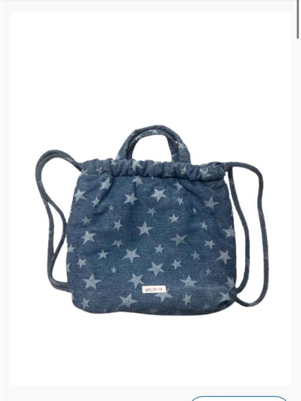 Wildfox Blue Star-Print Denim Drawstring Summer‎ bag Backpack - Picture 2 of 9